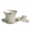 Vit temugg med gyllene blommor - Bild 4